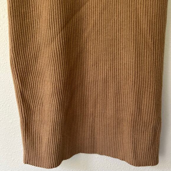 Mod Ref Janine sheath midi ribbed sweater dress neutral minimalist fall brown M - Picture 6 of 11